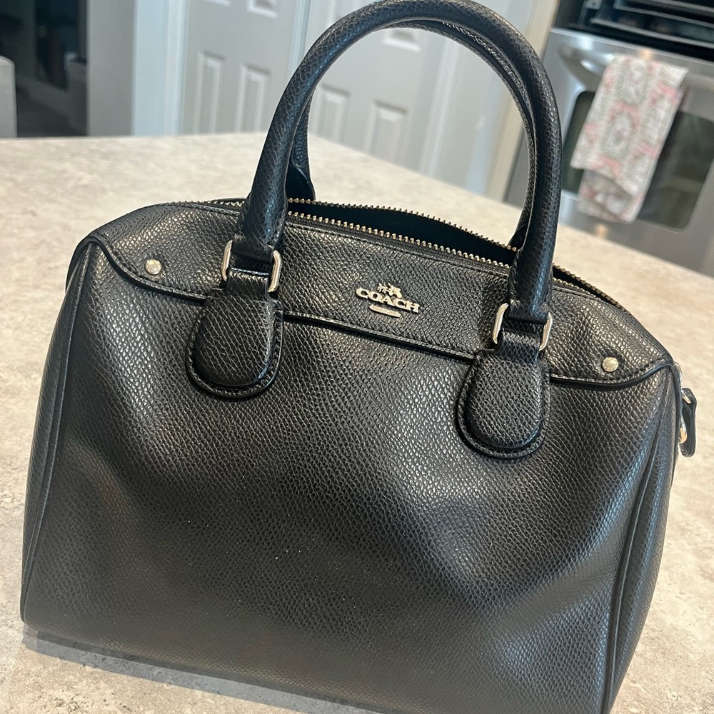 Coach Black Leather Satchel with Structured Design